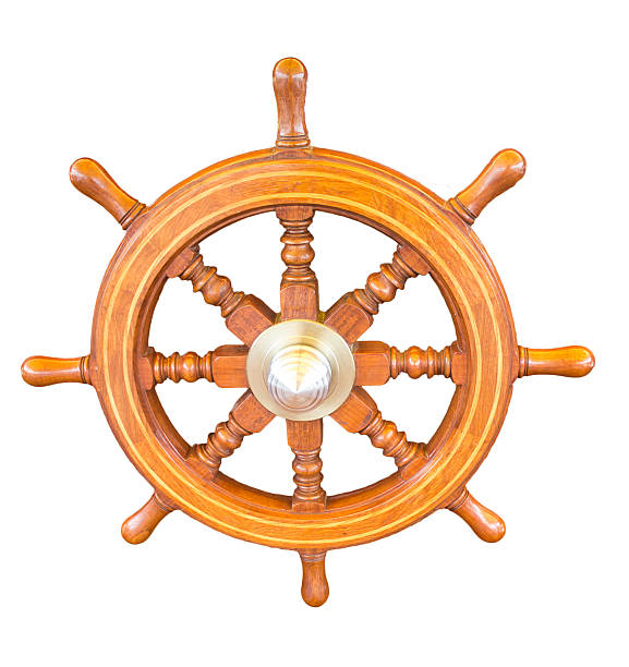 istock wooden ship steering wheel rudder 502018739