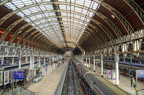 London, UK - May 15, 2014:  View of the London terminus for trains from the West of England and Wales - Paddington Station.  Designed and built in Victorian times by Isambard Kingdom Brunel and still a very busy station.