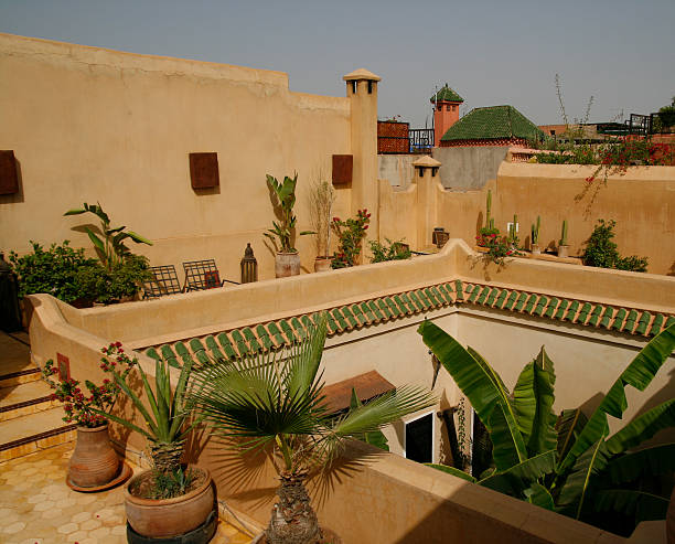 Riad in Marrakech Comfortable Riad in Marrakech, Morocco Sunblind stock pictures, royalty-free photos & images