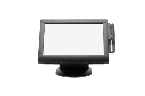 Wide Screen Point Of Sale System On White Background