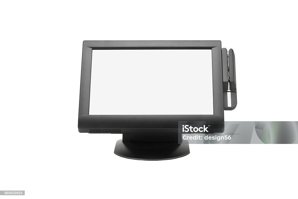 Wide Screen Point of Sale System Wide Screen Point Of Sale System On White Background Point Of Sale Stock Photo