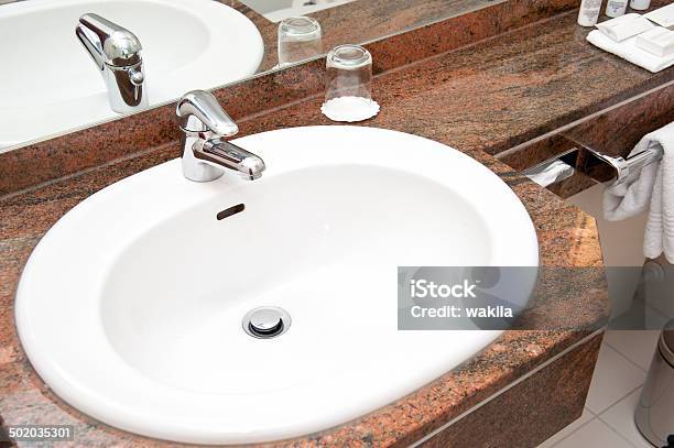 Bathroom Sink On Wodden Table Stock Photo - Download Image Now - Bathroom Sink, Bowl, Arts Culture and Entertainment