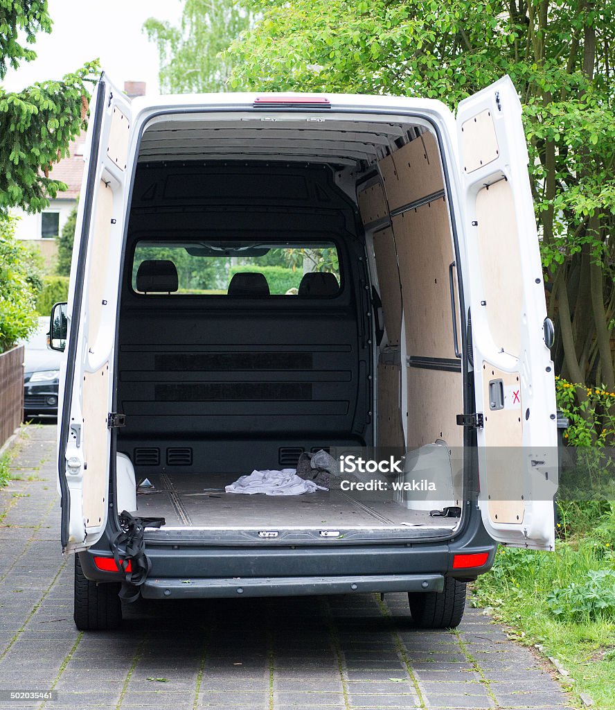 moving house float - Umzugswagen moving house Rear View Stock Photo