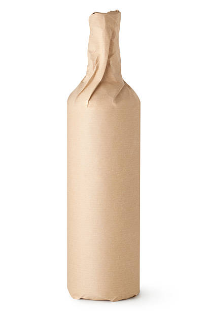 Packaged bottle Packaged wine bottle. wrapping paper photos stock pictures, royalty-free photos & images