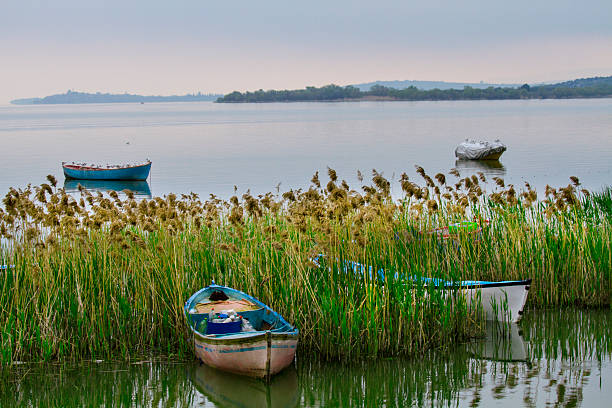 Boat on the beautiful lake, Golyazi Bursa Turkey