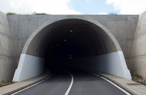 Entrance to the tunnel on the road on the island of Madeira Portugal