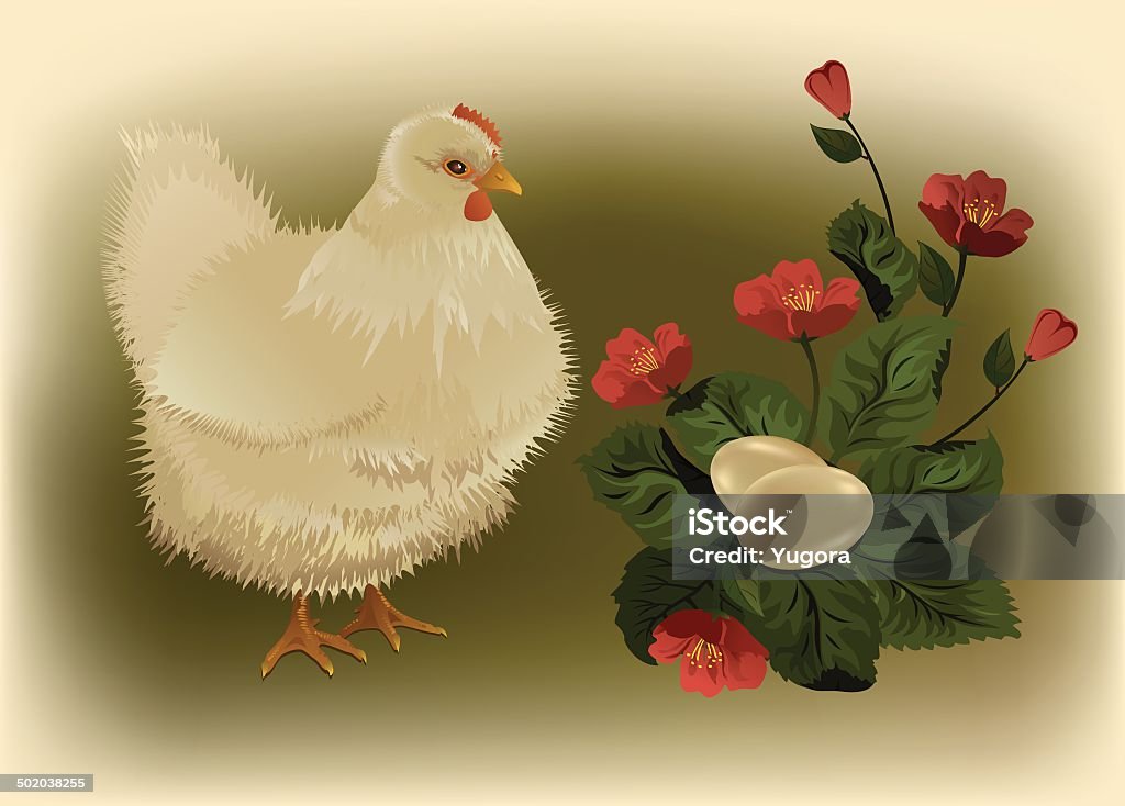 Poulet et œufs - clipart vectoriel de Bec libre de droits