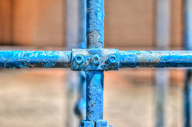 Abandoned Blue Monkey Bars stock photo