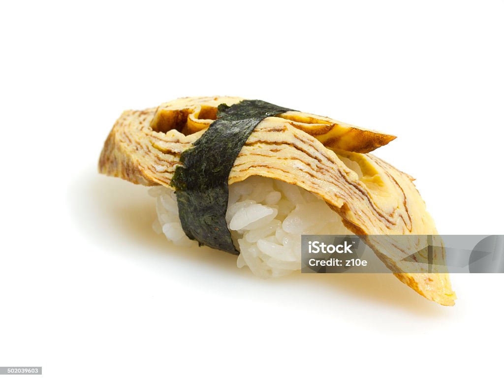 Tamago sushi nigiri isolated on white background Appetizer Stock Photo