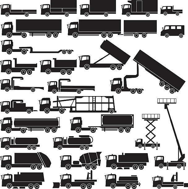 arbeit lkws - towing tow truck truck semi truck stock-grafiken, -clipart, -cartoons und -symbole
