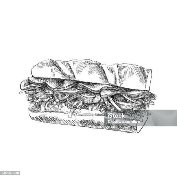 Sketch Sandwich Stock Illustration - Download Image Now - Sandwich, Submarine Sandwich, Drawing - Art Product