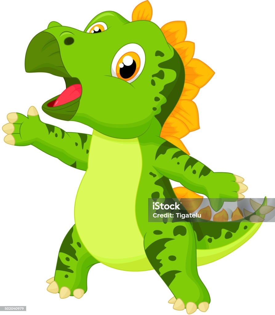 Милый ребенок Стегозавр Мультяшный - Векторная графика Апатозавр роялти-фри