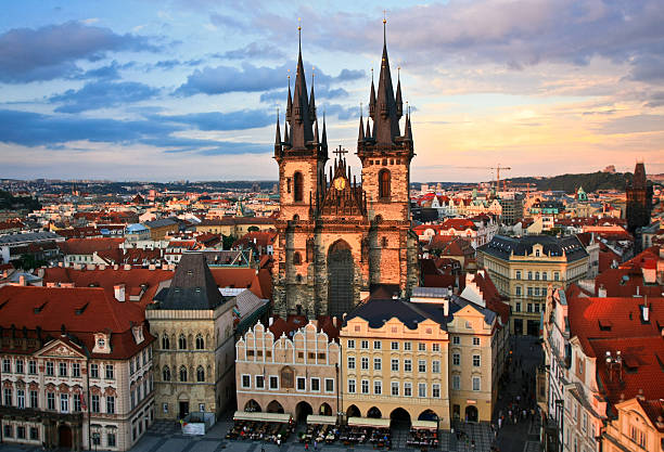 istock Colorful sunset in Prague 502042096