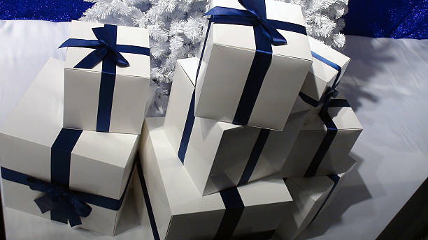 istock Beautiful Christmas Tree And Big Boxes Of Christmas Gift 502042378