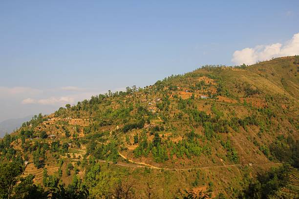istock Blue sky with clouds background in mountains. Himalai, India 502045276