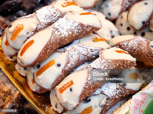 Food And Pastry Cannoli From Sicily Stock Photo - Download Image Now - Cannoli, Palermo - Sicily, Food