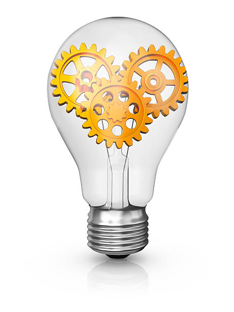 istock lamp with gold gears 502051172