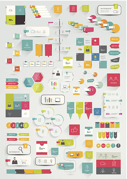 zbiory infografiki płaskie projektowanie szablonów. - design internet funky global communications stock illustrations