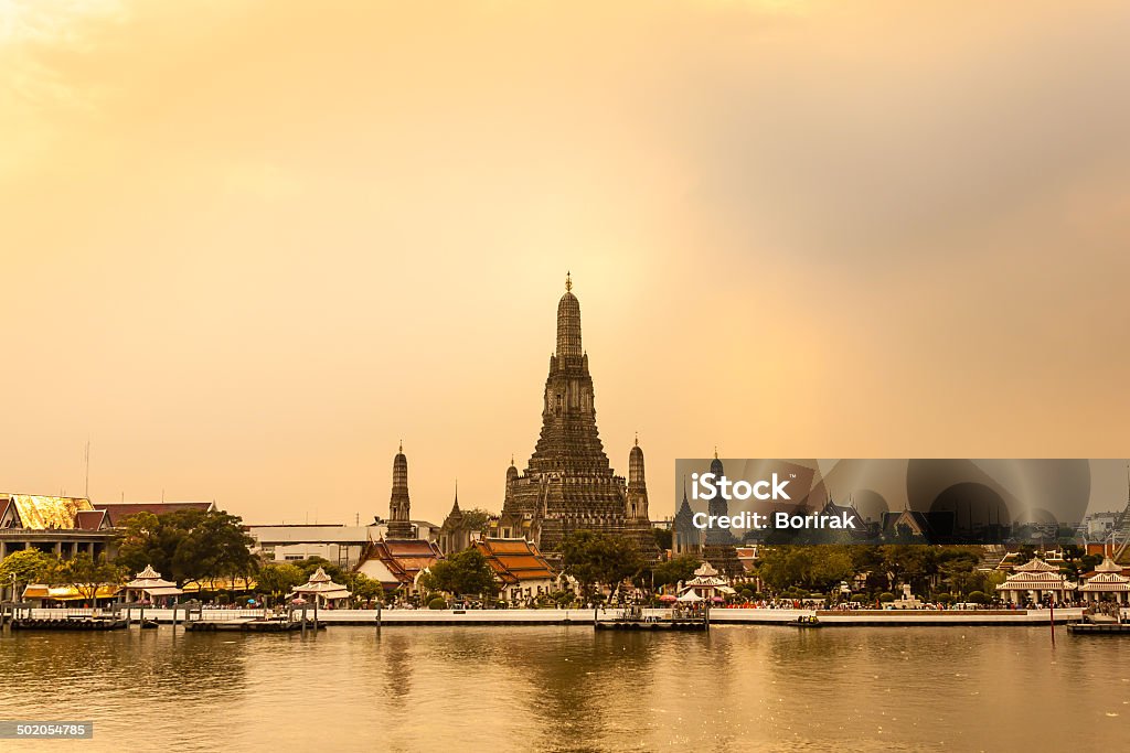 Wat Arun Thailand Temple in Sunset scene Architecture Stock Photo