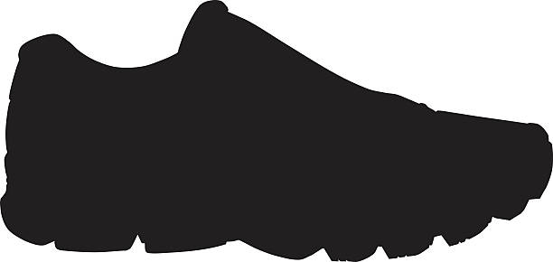 Vector running shoe silhouette vector art illustration