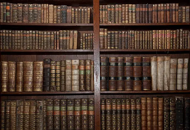 historic old books in a old library