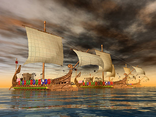 istock Ancient Roman Warships 502056073