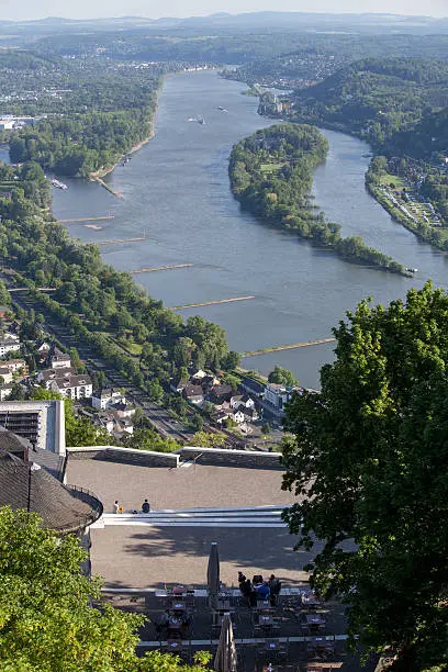 the view from the castle ruin drachenfels in koenigswinter gemany