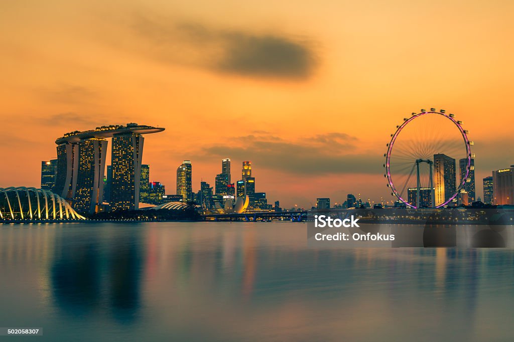 Singapore City Skyline at Sunset Singapore at Sunset Singapore City Stock Photo