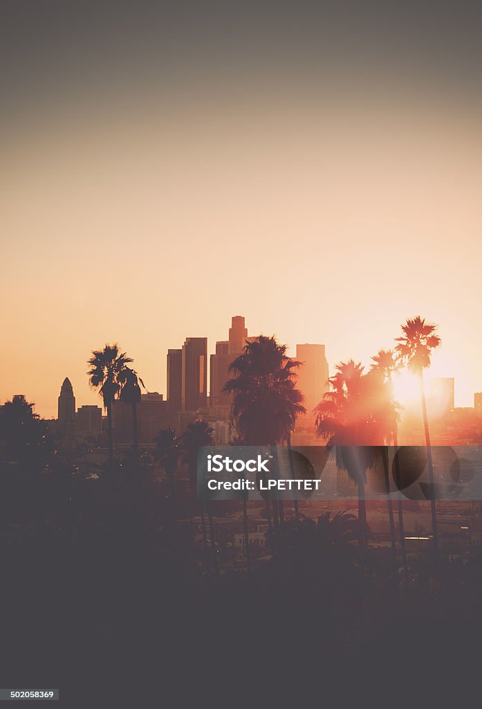 Fotografiado el centro de la ciudad de Los Ángeles en el crepúsculo - Foto de stock de Aire libre libre de derechos