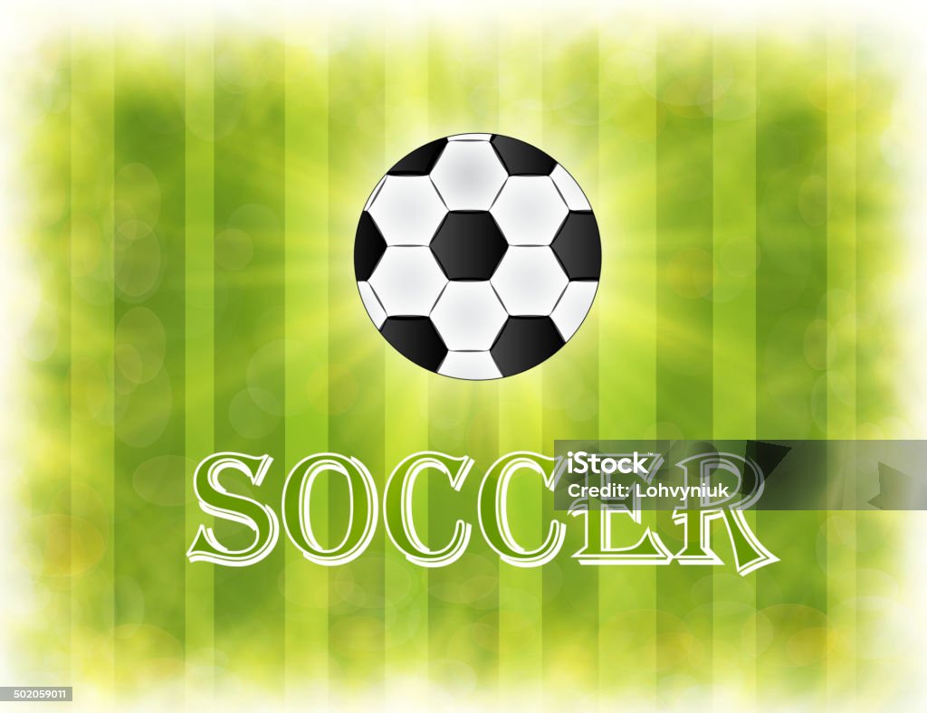 Ballon de football sur fond vert avec place pour poster design - clipart vectoriel de 2014 libre de droits