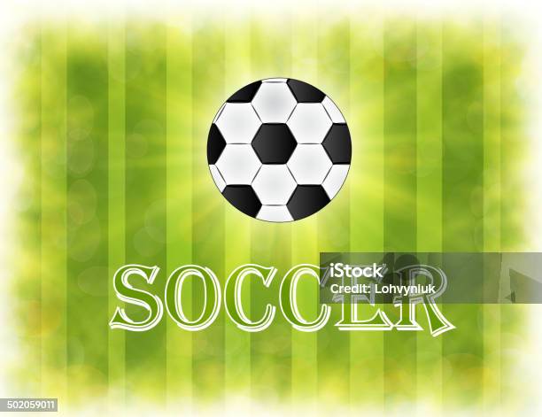 Pallone Da Calcio Su Sfondo Verde Con Posto Per Il Poster Design - Immagini vettoriali stock e altre immagini di 2014