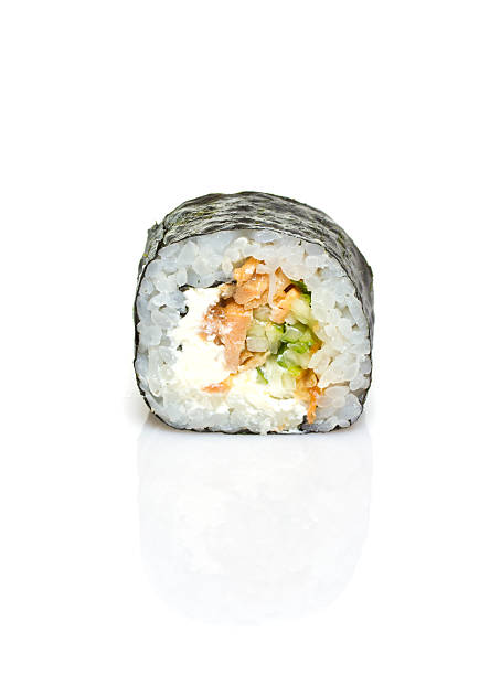 istock One peace of sushi roll isolated on white background 502059043