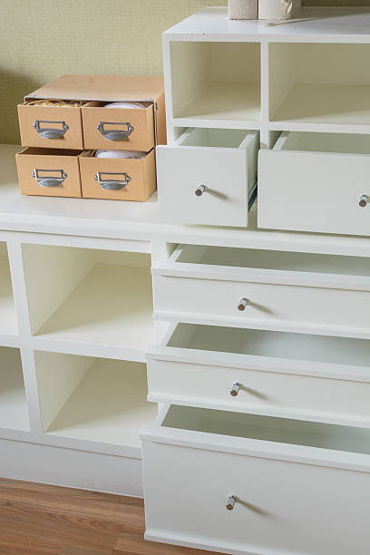 istock Close up of open wooden drawer 502062059