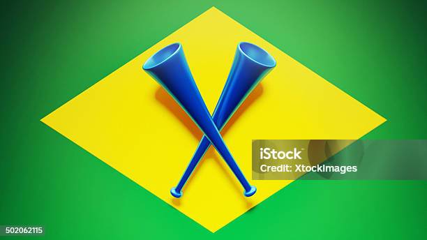 Brazil Flag Stock Photo - Download Image Now - Cornet, Three Dimensional, Vuvuzela