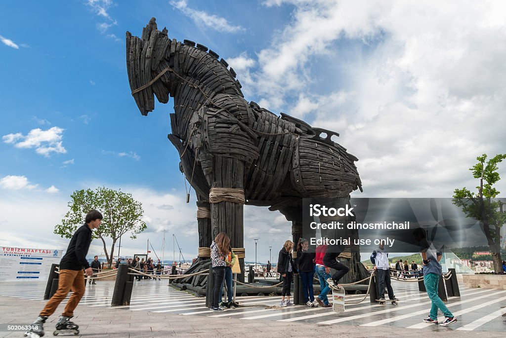 Die Trojanisches Pferd in der Türkei - Lizenzfrei Ausgrabungen in Troja Stock-Foto