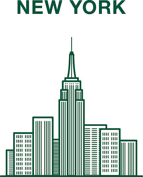 Manhattan skyscraper Manhattan panorama of a skyscraper. Made in line art style rockefeller center illustration stock illustrations