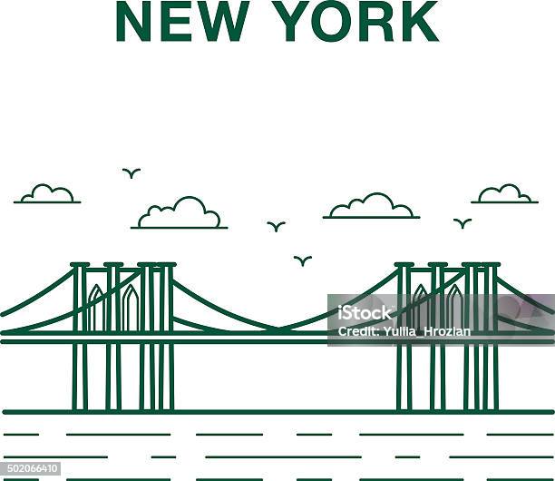 Brooklyn Bridge Vector Stock Illustration - Download Image Now - Architecture, Cityscape, Commercial Dock