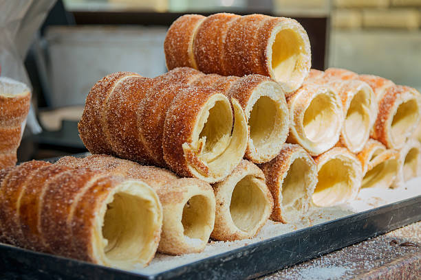 Czech Trdelnik on the streets of Prague Czech Trdelnik on the streets of Prague trdelník stock pictures, royalty-free photos & images