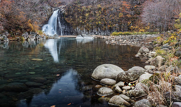 istock beautiful waterfall in forest, autumn landscape 502069920