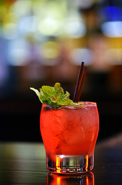 istock Red Craft Cocktail with Garnish on Bar 502072454