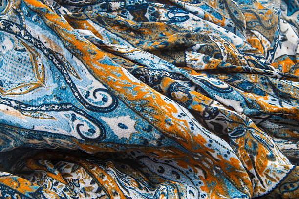 istock Ethnic fabric texture - brown and blue colors 502073444