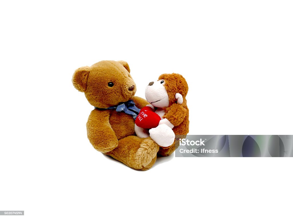 Stuffed Teddy Bear And Monkey With Heart I Love You Stock Photo ...