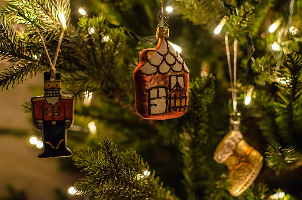istock Old fashioned, retro christmas toys with beautiful garland light 502076178
