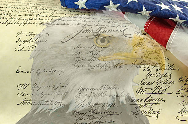 istock The Declaration of Independence and Flag With Eagle Image 502077808