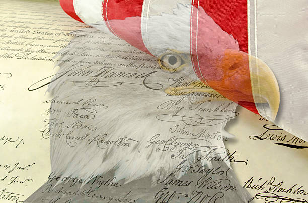 istock The Declaration of Independence and Flag With Eagle Image 502077964