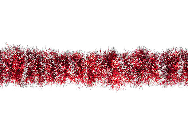 istock Seamless Christmas red silver tinsel. Isolated on a white background. 502078206