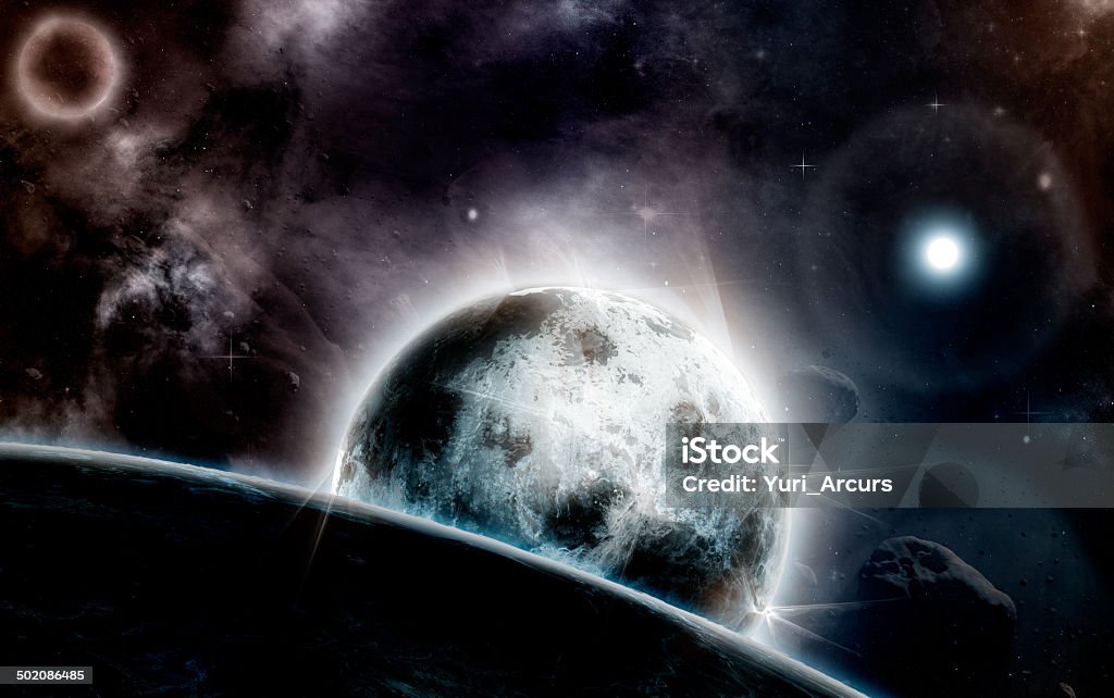 They came from the dark side of the planet Shot of a planet&#039;s moons orbiting through vast space- ALL design on this image is created from scratch by Yuri Arcurs&#039;  team of professionals for this particular photo shoothttp://195.154.178.81/DATA/i_collage/pi/shoots/783653.jpg Alien Stock Photo