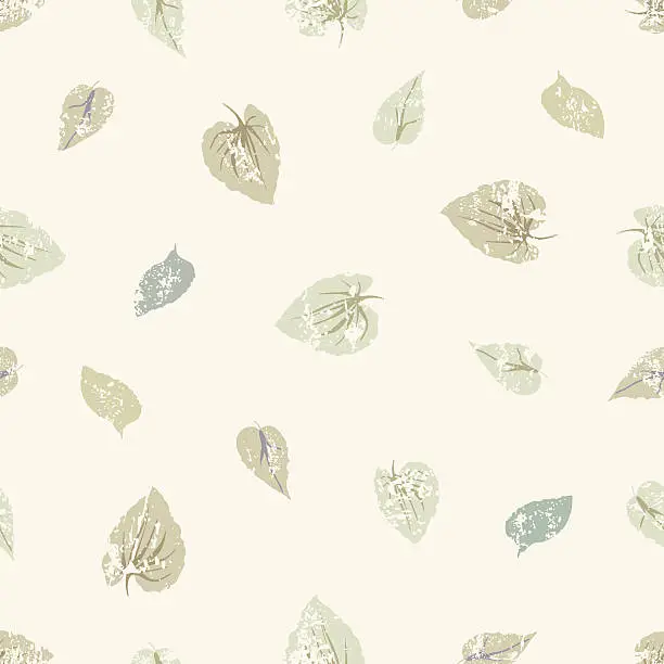 Vector illustration of grungy leaves seamless pattern