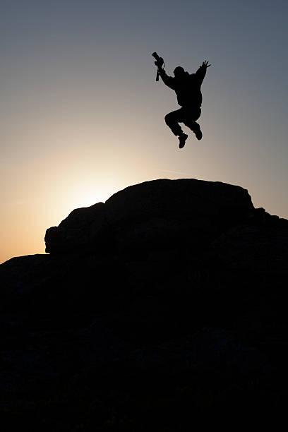 istock Silhouette of man on sunset. Element of design 502087589