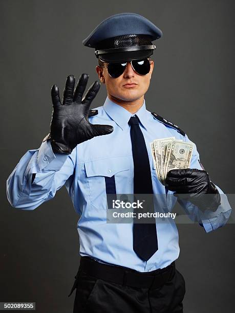 Policeman Shows Stop Stock Photo - Download Image Now - Adult, Adults Only, Authority